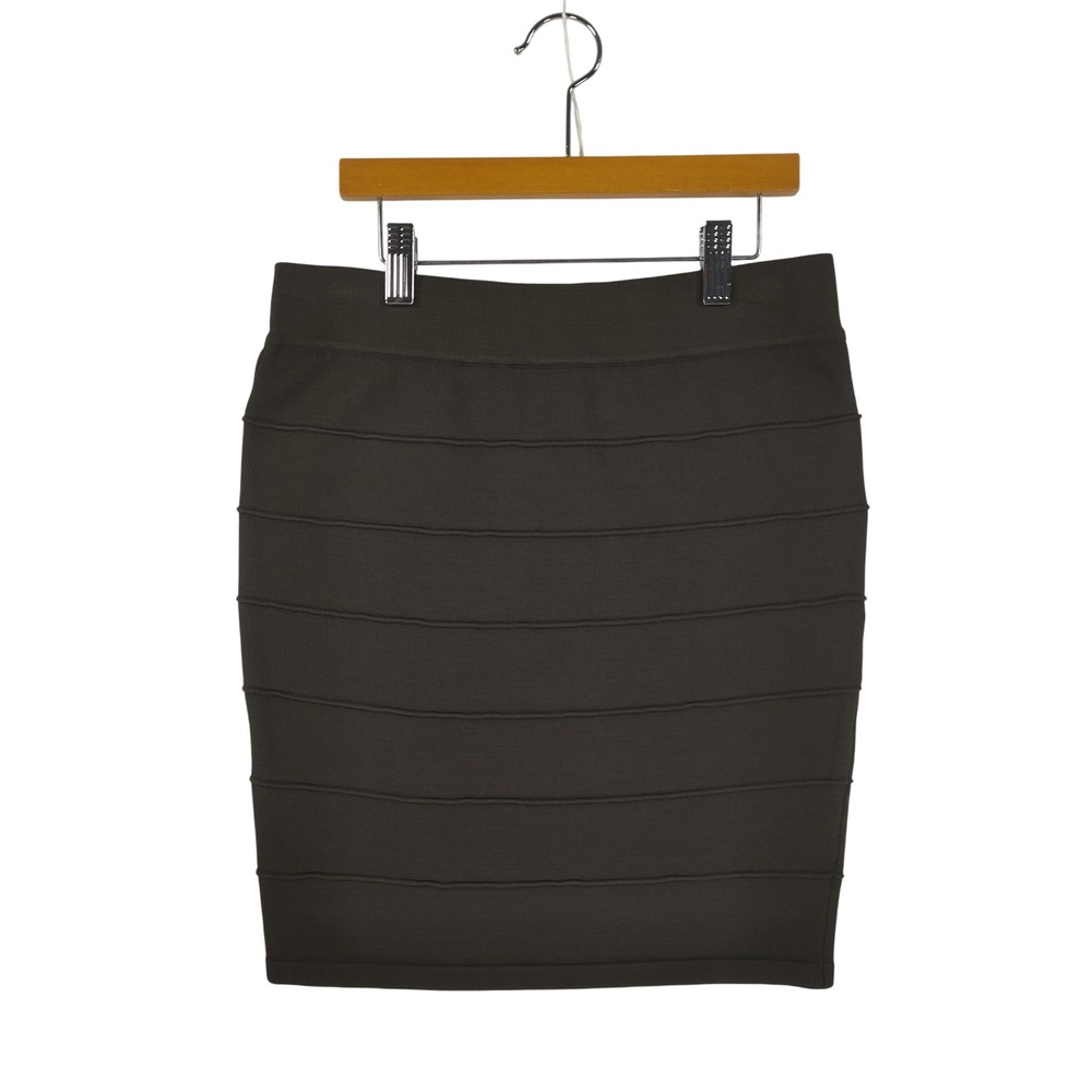Forever 21 Olive Green Bandage Mini Skirt Ribbed Bodycon Knit Size M
